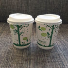 Pared biodegradable y abonable del café del Pla del vajilla de las tazas de papel 16oz del doble con las tapas
