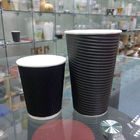 taza de papel de la ondulación del negro de 8oz 12oz 16oz, tazas de té disponibles amistosas de Eco