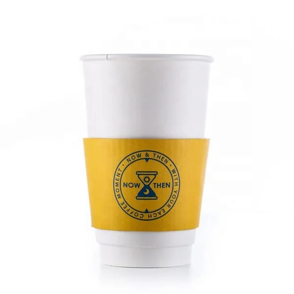 Sleeve de copa de bebidas personalizable Cartón Kraft desechable para café y té Con logotipo de marca Impreso