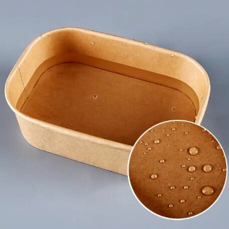 50pc Proof de fugas Rectangular de papel para llevar caja Eco amigable 32 Oz Capacidad (logotipo personalizado)