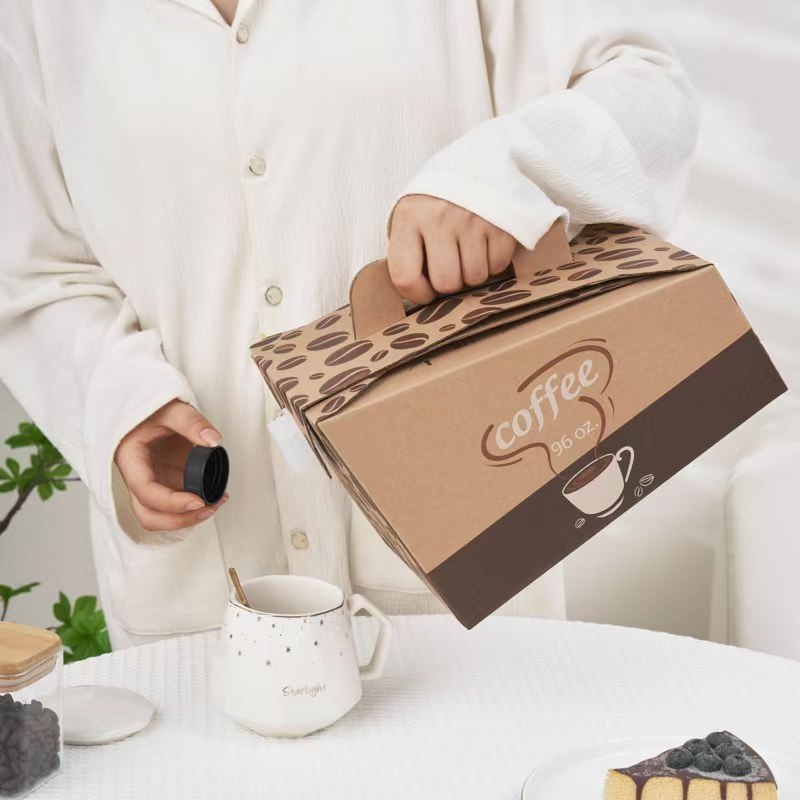 48oz Disposable Coffee Dispensers with Handle Cold Hot Drink Dispenser Box for Party, Catering, Office, Take Out