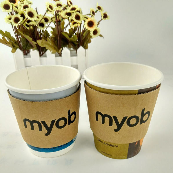 Sleeve de copa de bebidas personalizable Cartón Kraft desechable para café y té Con logotipo de marca Impreso