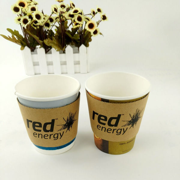 Sleeve de copa de bebidas personalizable Cartón Kraft desechable para café y té Con logotipo de marca Impreso