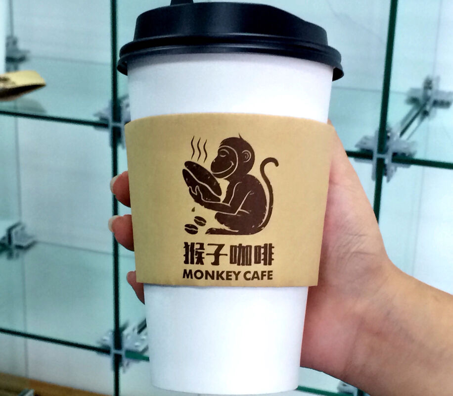 Sleeve de copa de bebidas personalizable Cartón Kraft desechable para café y té Con logotipo de marca Impreso