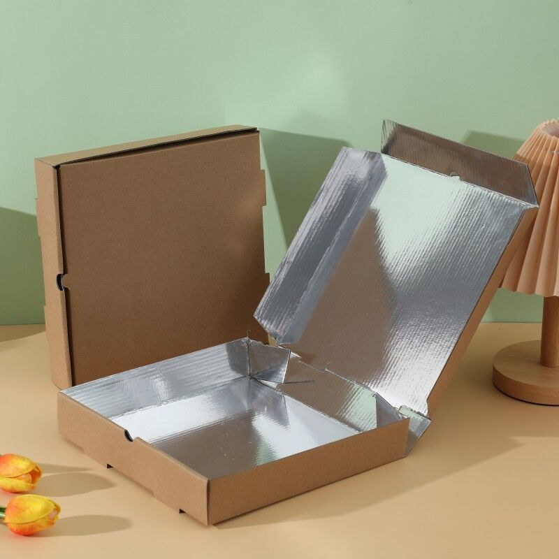 Cajas para pizza: cajas desechables de embalaje para pizza Kraft de 7, 8, 9, 10 y 12 pulgadas, recipientes para llevar de pizza con papel de aluminio