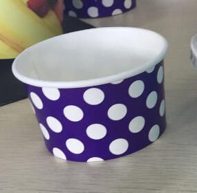 Tazas de helado desechables con tapas Contenedores de postre congelado de papel / PP impreso a medida para helados, yogur y comida para llevarTazas de helado desechables con tapas