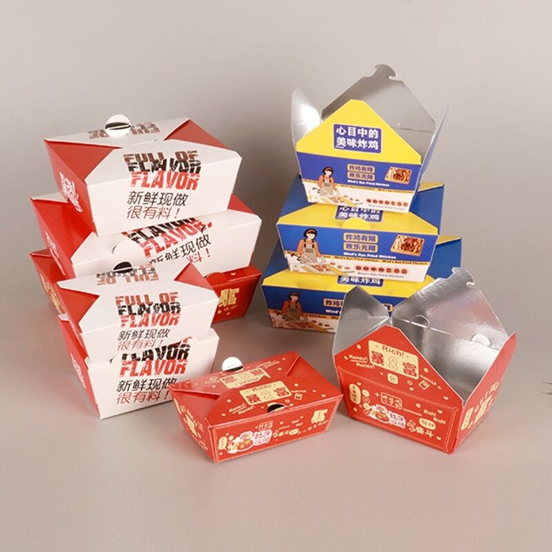 Cajas de pollo emergentes comerciales - Contenedores para llevar resistentes a la grasa para pollo frito, alitas, muslos y filetes (al por mayor)