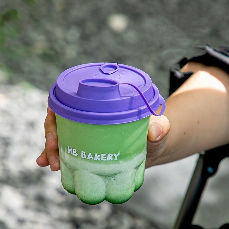 Taza de garra de gato simpática y creativa Taza de café desechable con tapa Transparente de alta belleza Bebida fría Taza de té de leche