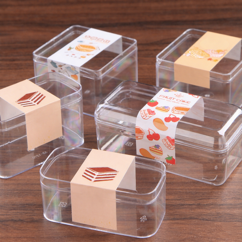 PS Disposable Plastic Box Tiramisu Packaging Boxes Clear 1mm Thick Dessert Containers 200,500g Capacity for Matcha Milk Foam