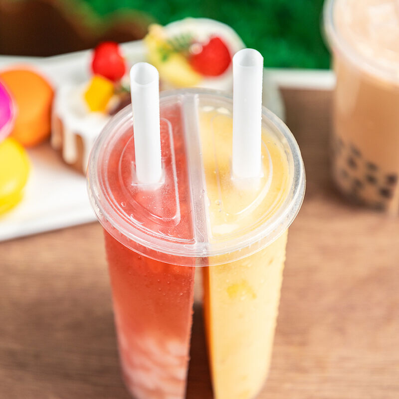 Vaso Compartido Doble de 95 mm para Venta al por Mayor – Vaso de Plástico Doble con Tapa para Té de Burbujas, Jugos y Bebidas Mixtas