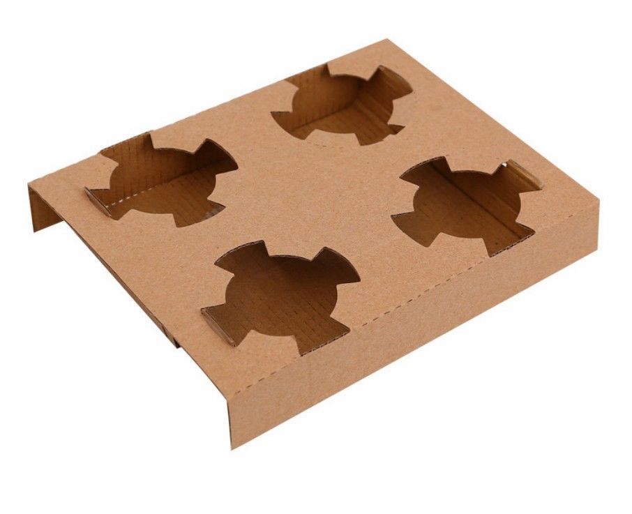 Disponible acanale el tenedor caliente de la bebida del papel de Kraft del portador de la taza de café para el embalaje de la taza