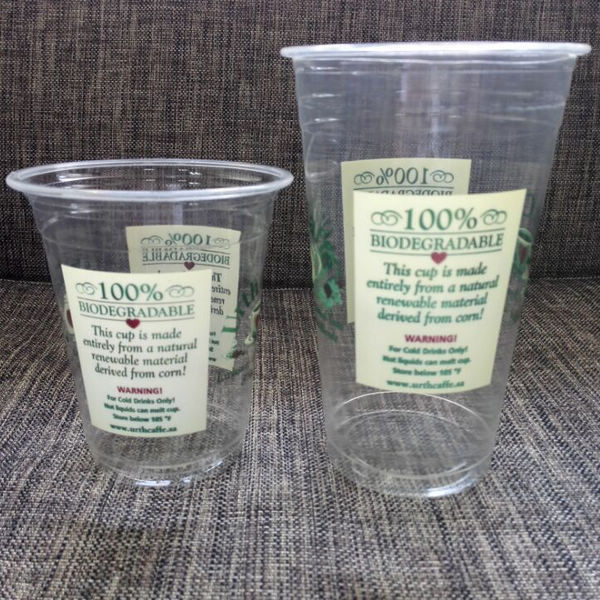 El maíz basó las tazas del PLA biodegradables y el vajilla abonable 12oz 16oz 20oz