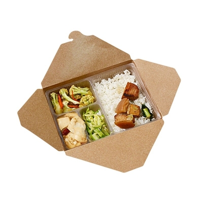 Caja para llevar de papel de papel del acondicionamiento de los alimentos de la caja del almuerzo disponible Kraft